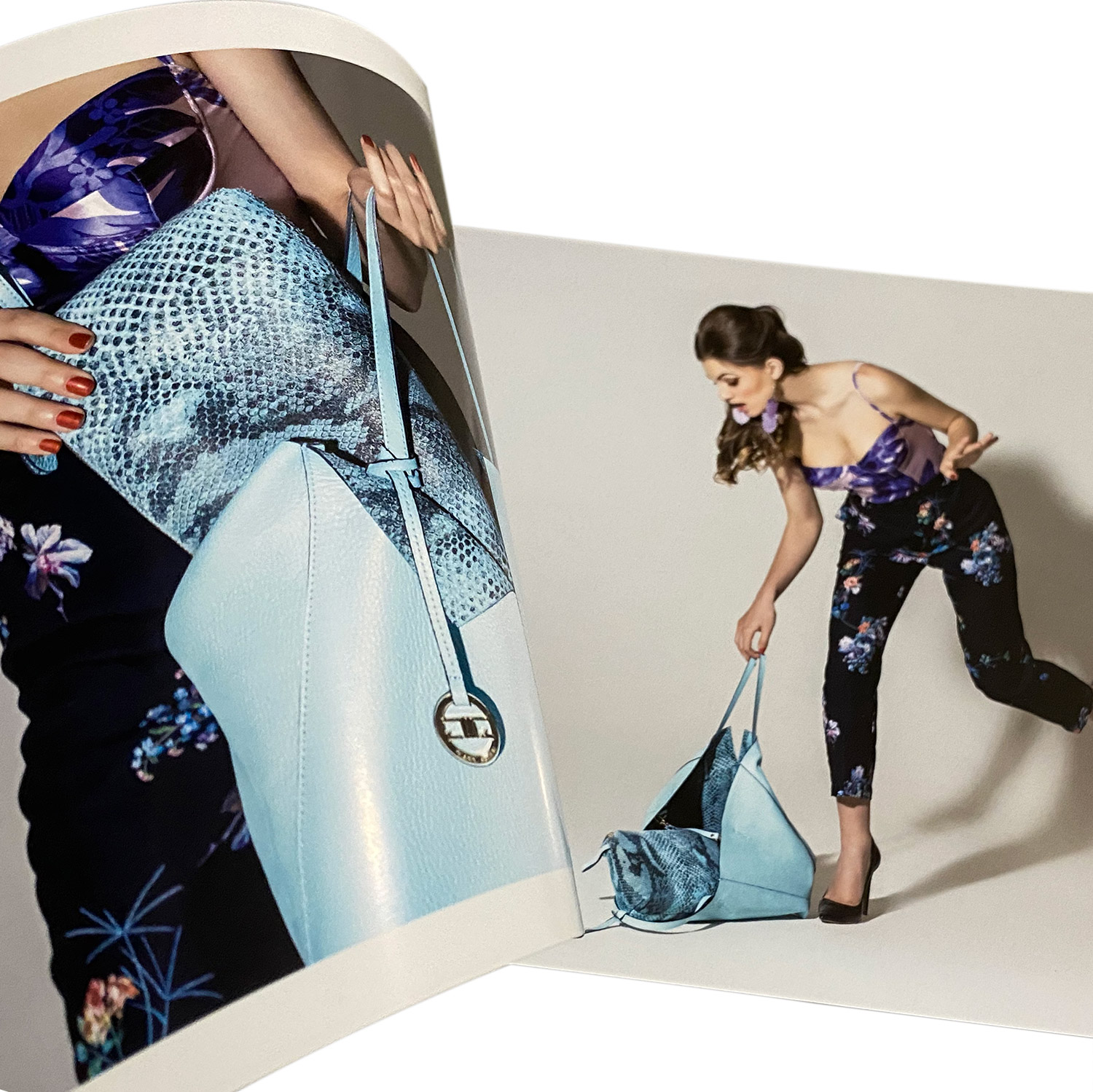 Catalogo di borse impaginato con servizio fotografico moda