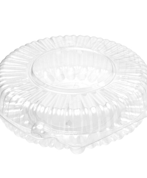 Still-life per ecommerce di una confezione in plastica trasparente su fondo bianco