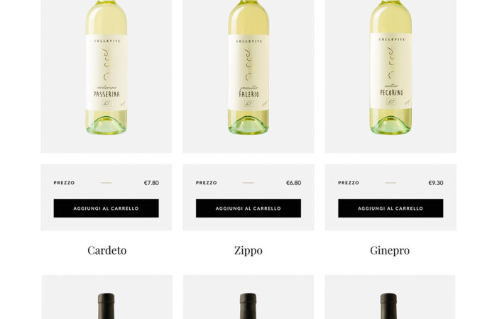 Screenshot del sito ecommerce di vini realizzato per Cantina Collevite